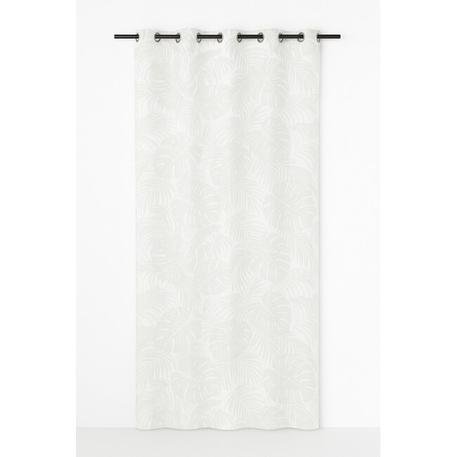 Linen & More Palma gordijn print Monstera natuur 8 rings 135 x 260 cm