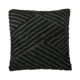 Linen & More sierkussen zigzag groen zwart 45x45cm