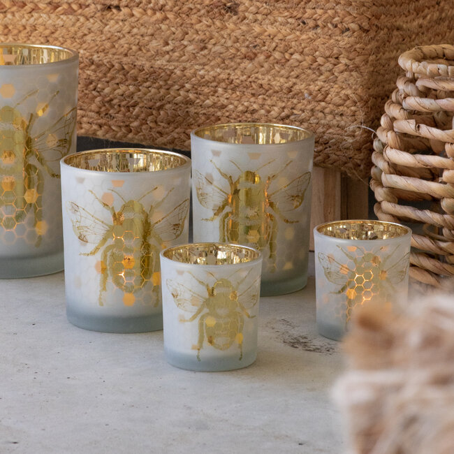 Mars & More windlicht  bij goud small 8cm