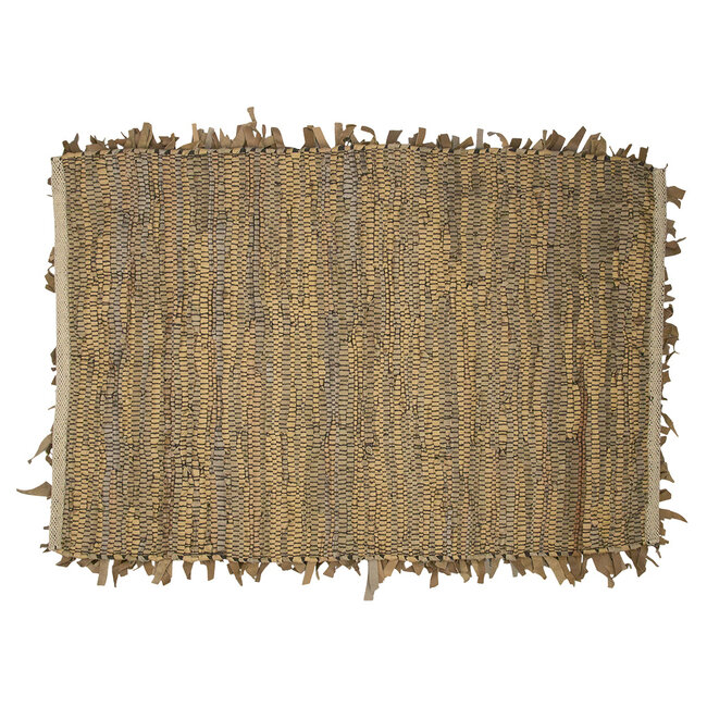 Mars & More vloerkleed gerecycled leer franjes camel 60x90cm