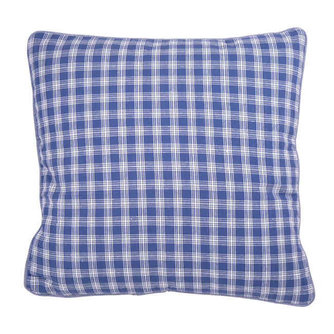 Linen & More Cushion Levy check 45x45 linen/blue