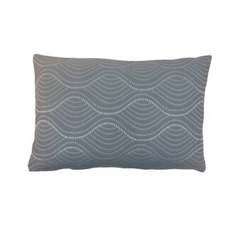 Linen & More Burton Stitch kussen zilver blauw 40x60cm