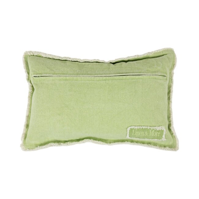 Linen & More Heavy Stonewash kussen groen 30x50cm