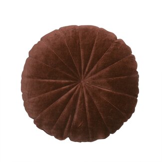 Linen & More Flower kussen bruin dia40x10cm