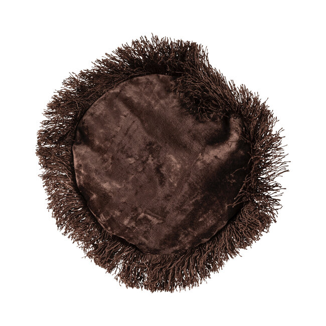 Linen & More Penelope Fringes Bolster bruin dia22x50cm