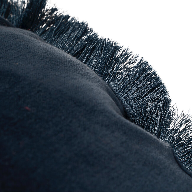 Linen & More Melody Fringes kussen blauw dia 45cm