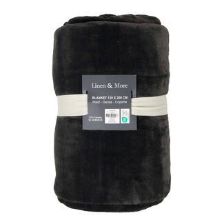 Linen & More Milky plaid donker grijs 130x200cm