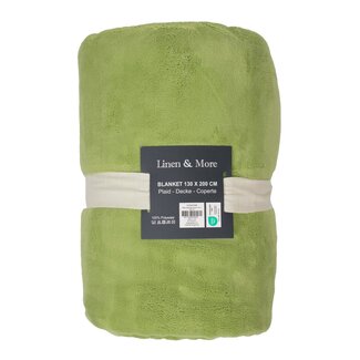 Linen & More Milky plaid licht groen 130x200cm