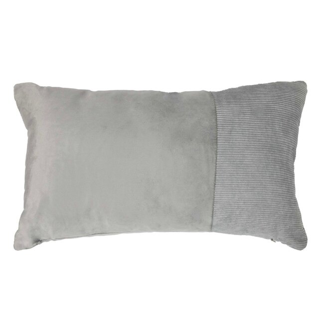 Linen & More Cushion velvet l. grey & corduroy 30 x 50 cm