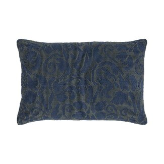 Linen & More Flower Jacquard kussen blauw groen 40x60cm