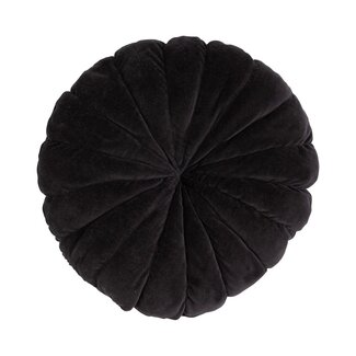 Linen & More Flower kussen zwart dia40x12cm