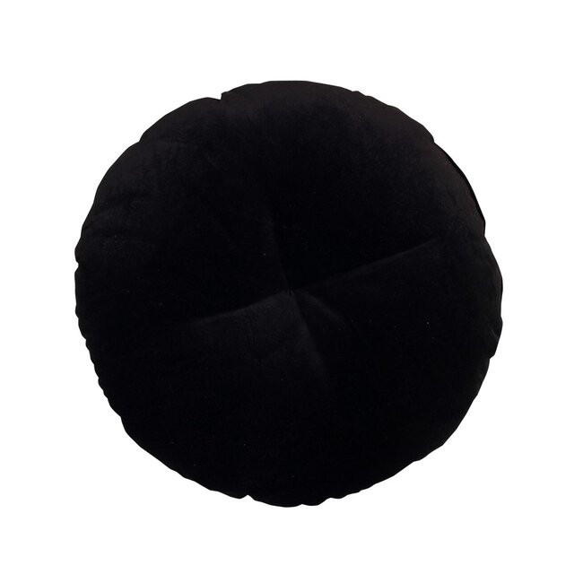 Linen & More Flower kussen zwart dia40x12cm