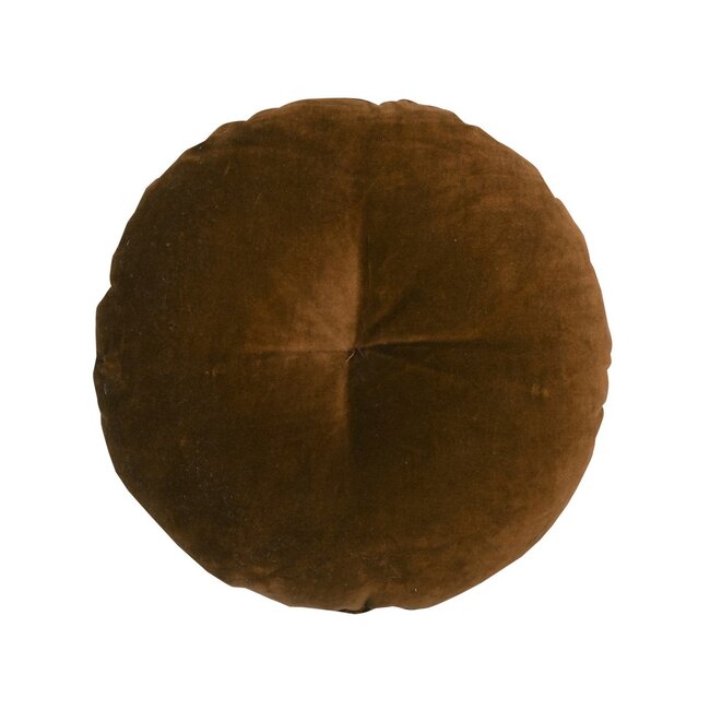 Linen & More Flower kussen roodbruin dia40x12cm