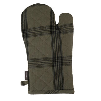 Linen & More Black Check Ovenwant sage 18x33cm