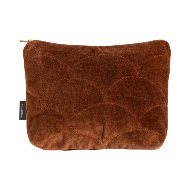 Linen & More Waves Henna Kulturbeutel bruin 18x23cm