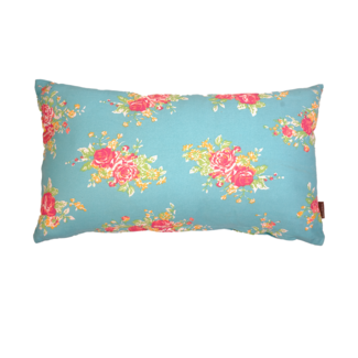 Linen & More Cushion Coral Sunset 30x50 aqua/rouge