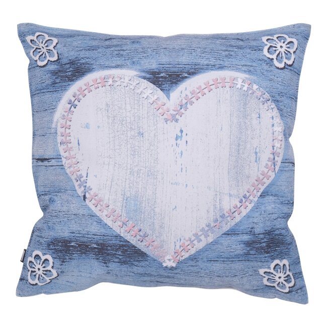 2Lif Heart Outdoor Sierkussen blauw 45x45cm