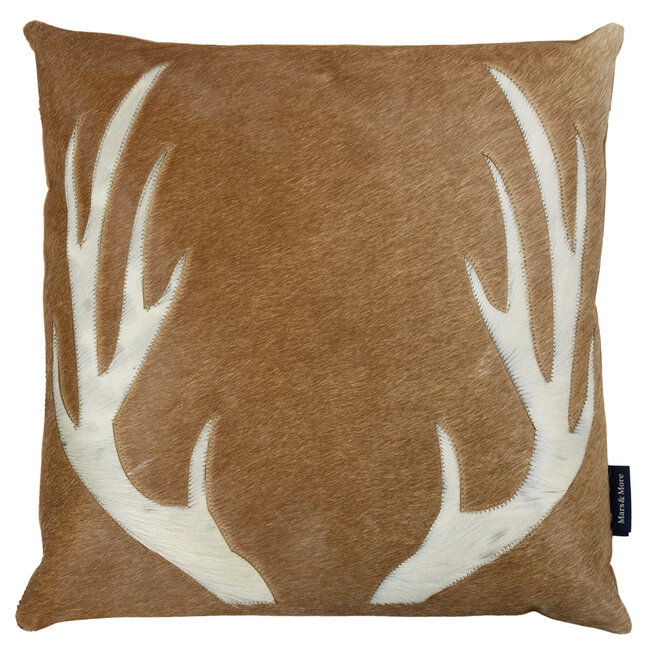 Mars & More kussen koe gewei bruin 45x45cm