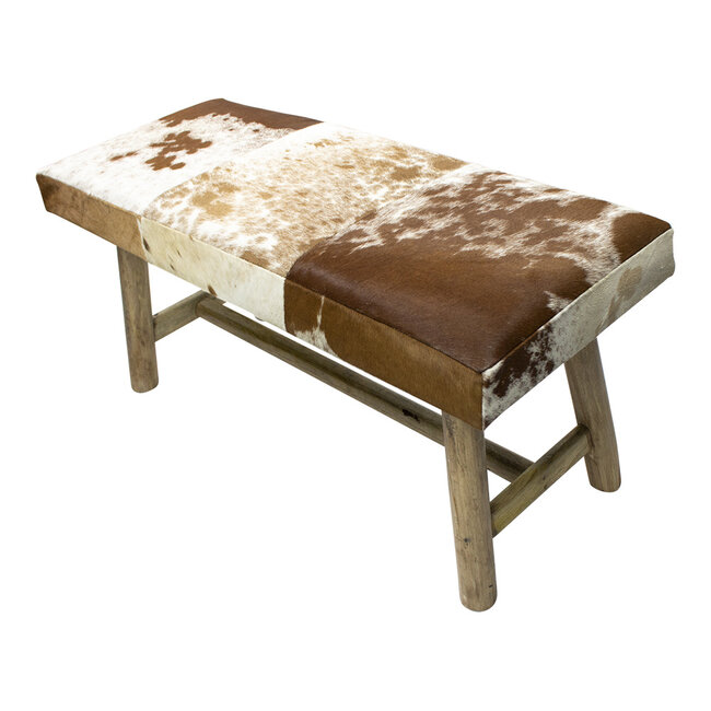 Mars & More bank chalet koe bruin wit 95cm