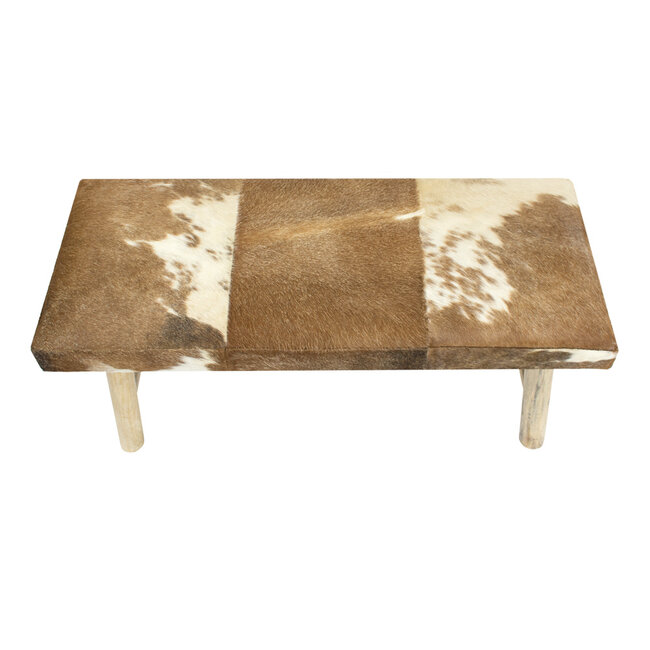 Mars & More bank chalet koe bruin wit 95cm