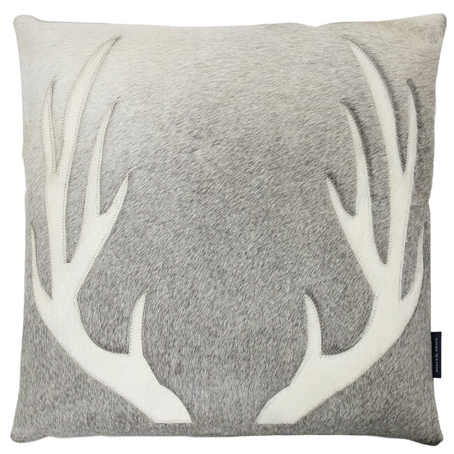 Mars & More kussen koe gewei grijs 45x45cm