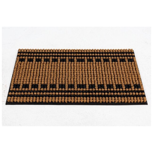 Dream-Living kokosmat strepen en vierkanten  zwart naturel 75 x 45 cm