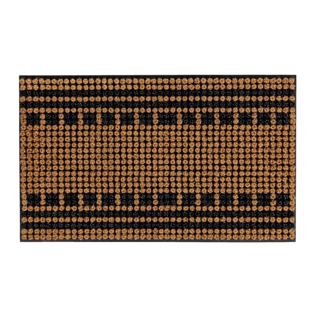 Dream-Living kokosmat strepen en vierkanten  zwart naturel 75 x 45 cm