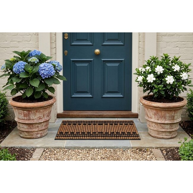 Dream-Living kokosmat strepen en vierkanten  zwart naturel 75 x 45 cm