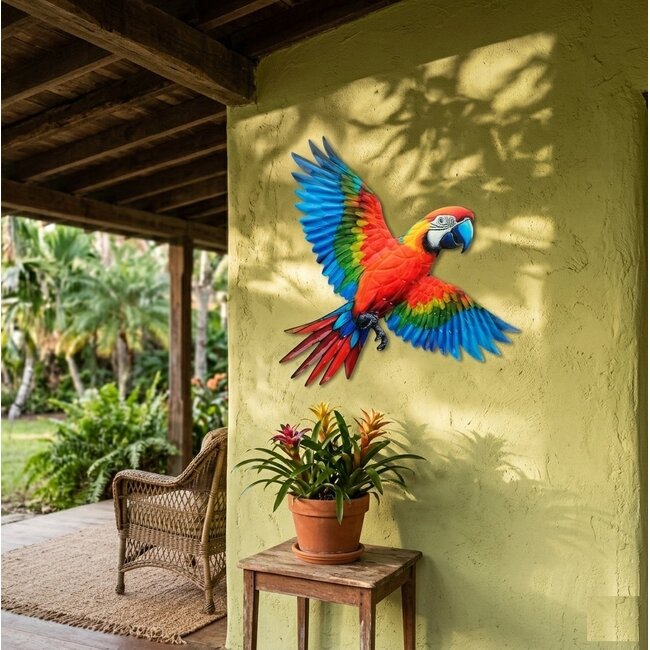 Dream-Living Kleurrijke papegaai  wanddecoratie 53 x 45 cm