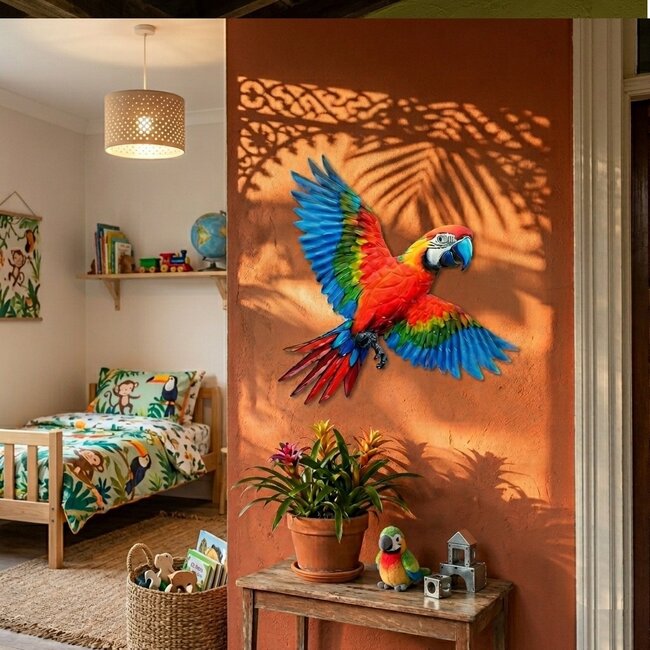 Dream-Living Kleurrijke papegaai  wanddecoratie 53 x 45 cm