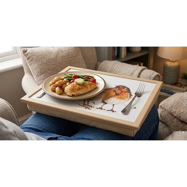 Clemency Bunn Schootkussen - Laptray Roodborstje koppel 44x33x6cm