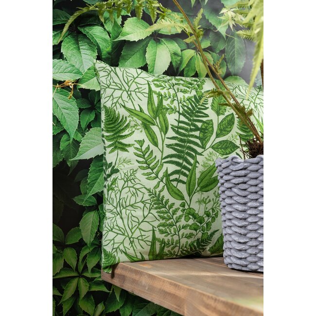 Linen & More Fern Print kussen groen 45x45cm