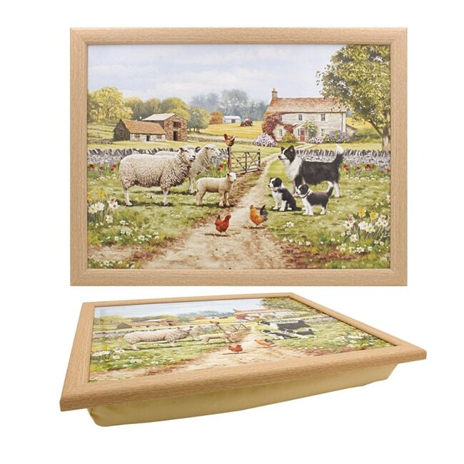Lesser & Pavey Schootkussen laptray bordercollie met  schaap 43x33x6cm