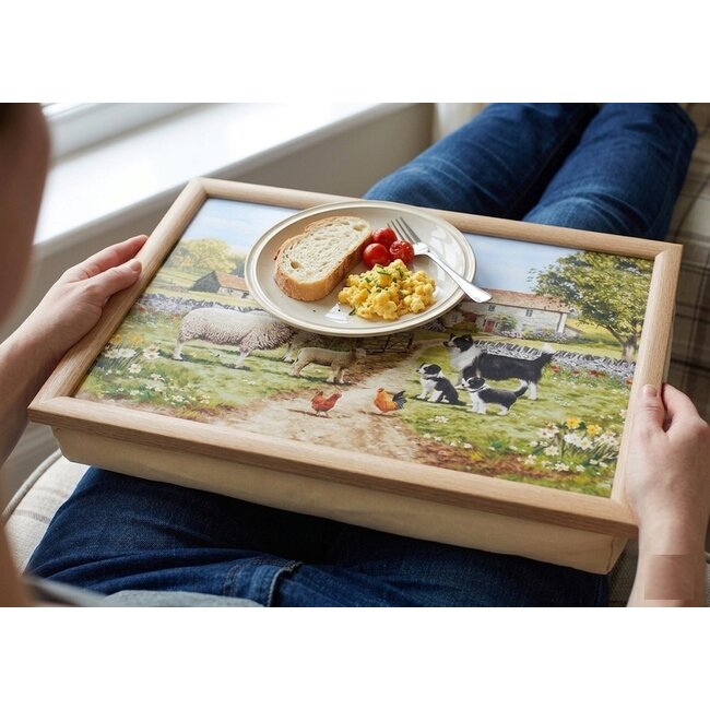 Lesser & Pavey Schootkussen laptray bordercollie met  schaap 43x33x6cm