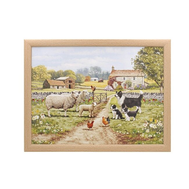 Lesser & Pavey Schootkussen laptray bordercollie met  schaap 43x33x6cm