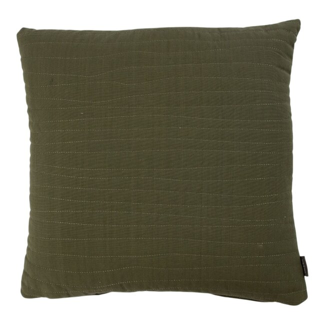 Linen & More Uneven stitching army green cushion 45 x 45 cm