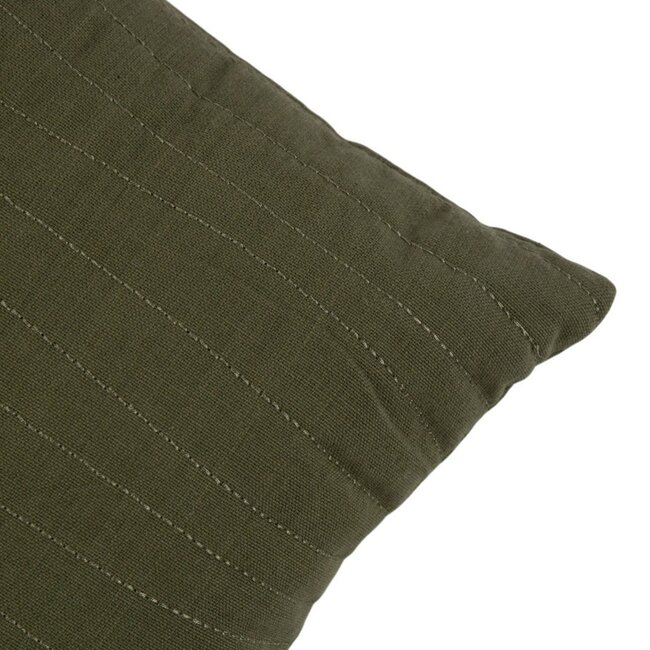 Linen & More Uneven stitching army green cushion 45 x 45 cm