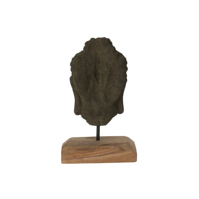 J-Line Boeddha hoofd op voet zwart 44x25x18cm
