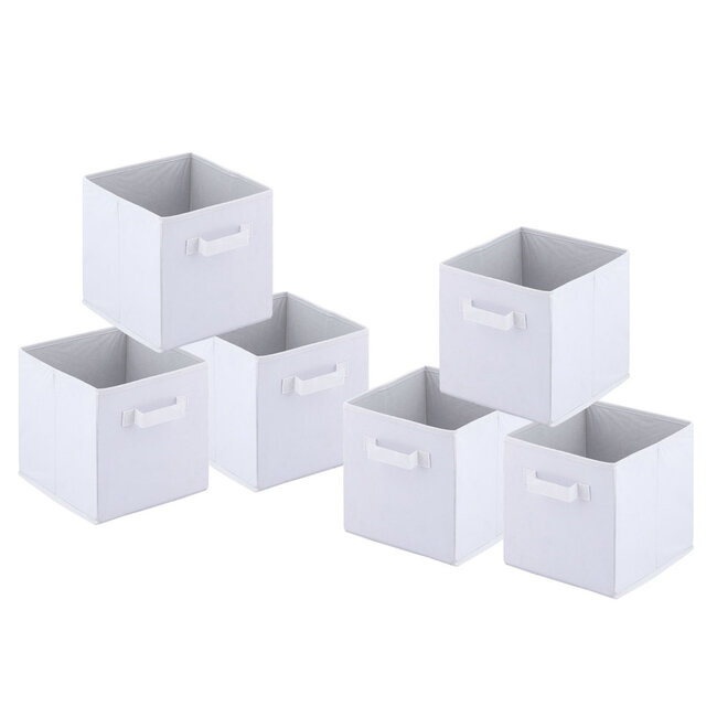 Dream-Living Set van 6 Opvouwbare Opbergdozen  26x26 cm- Wit
