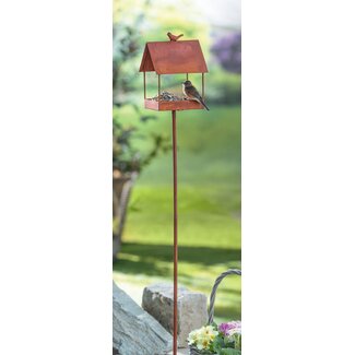 Bali-Dreams vogelhuis op tuinsteker 16 x 15 x 19 cm, GH 109 cm