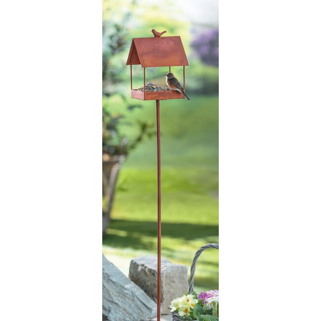 Bali-Dreams vogelhuis op tuinsteker 16 x 15 x 19 cm, GH 109 cm