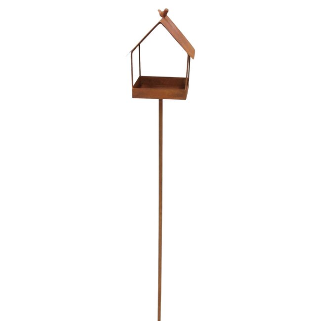 Bali-Dreams vogelhuis op tuinsteker 16 x 15 x 19 cm, GH 109 cm