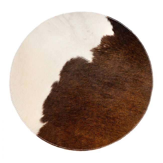Mars & More placemat koeienhuid rond bruin/wit Ø38cm