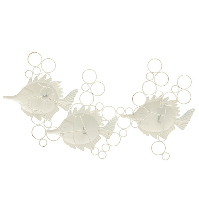 J-Line Wanddecoratie: Vis met luchtbellen, ijzerblauw/wit