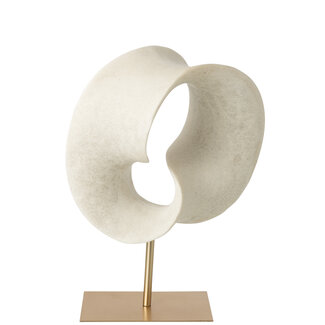 J-Line Abstracte decoratie van hars in wit/goud, groot formaat