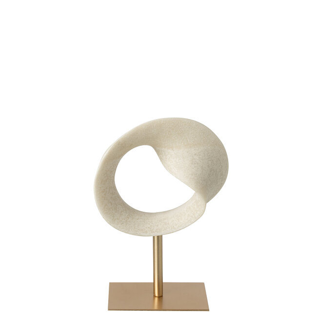 J-Line Abstracte decoratie van hars in wit/goud, klein formaat