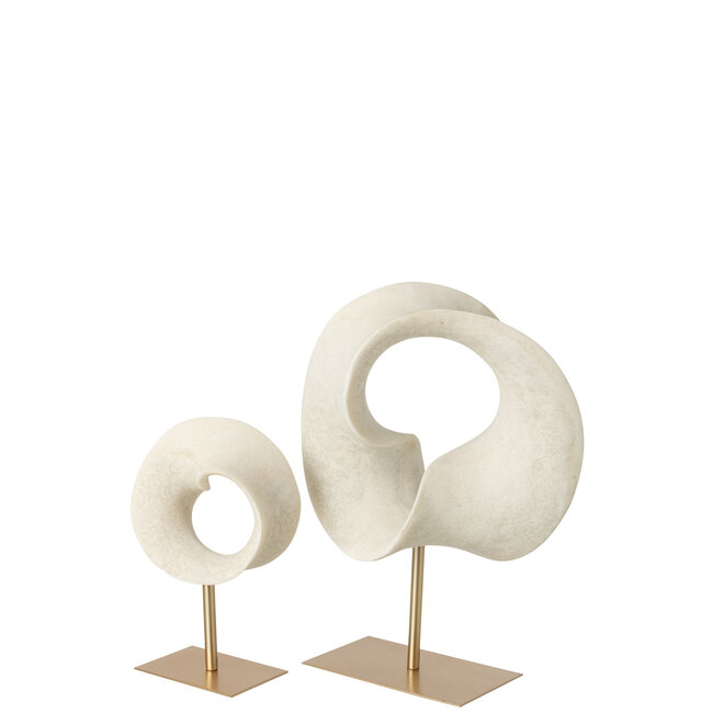 J-Line Abstracte decoratie van hars in wit/goud, groot formaat