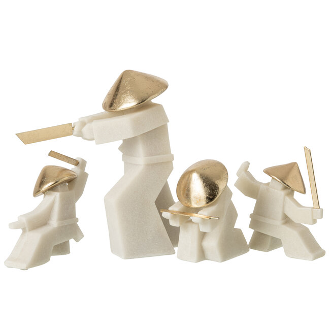 J-Line Beeldje vechtsport, hars, wit/goud