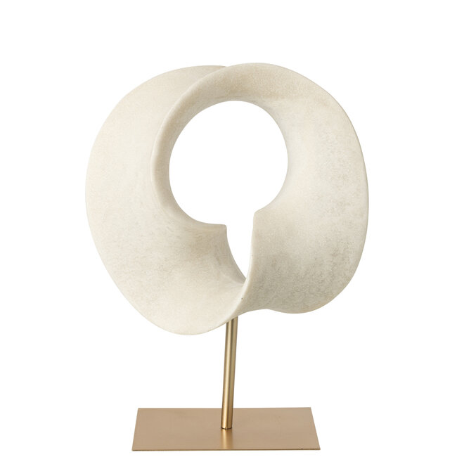 J-Line Abstracte decoratie van hars in wit/goud, groot formaat