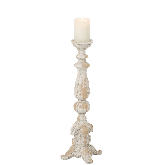 J-Line Theelichthouder voor buiten, magnesium, ecru/beige
